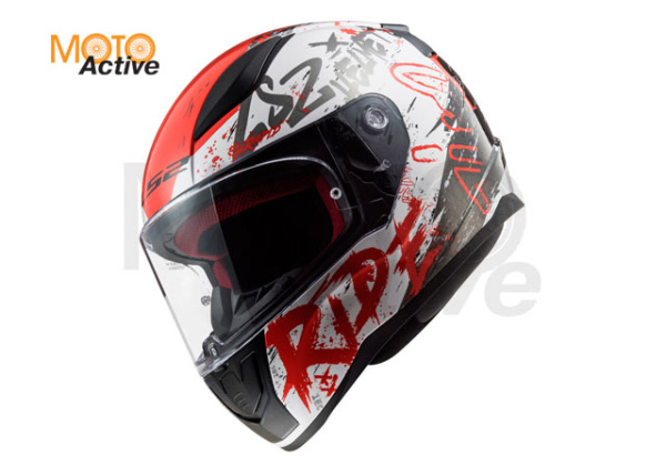 Мотошлем LS2 FF353 Rapid Naughty, бело-красный матовый